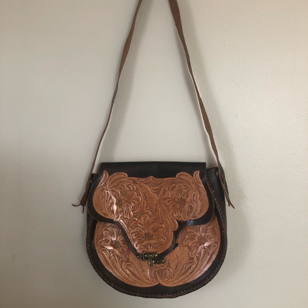 Painted leather bag